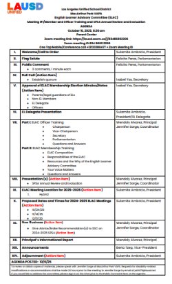 ELAC Agenda English